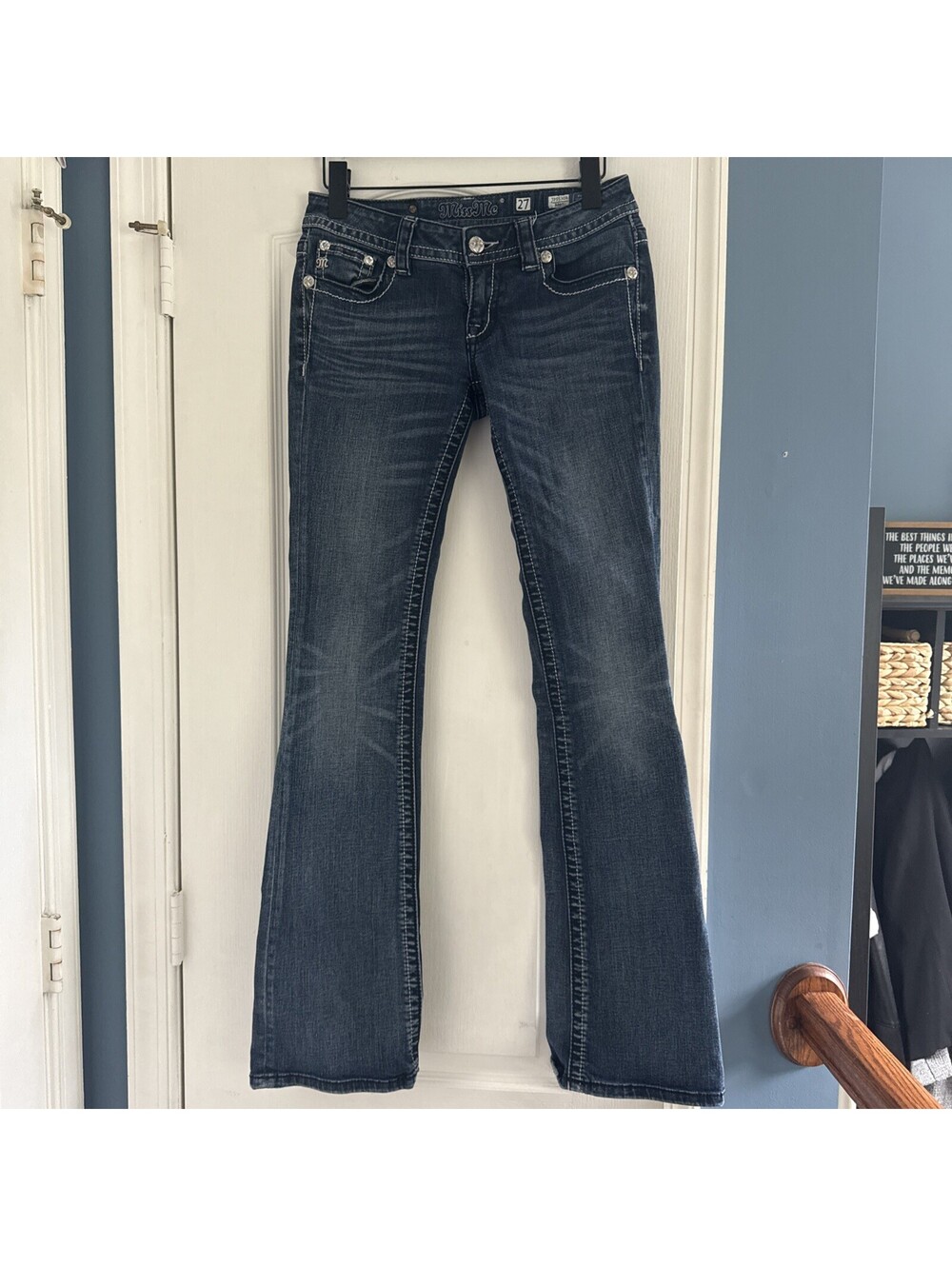 Miss Me Exclusive Women’s Size 27 Rhinestone Pocket Flare Jeans
